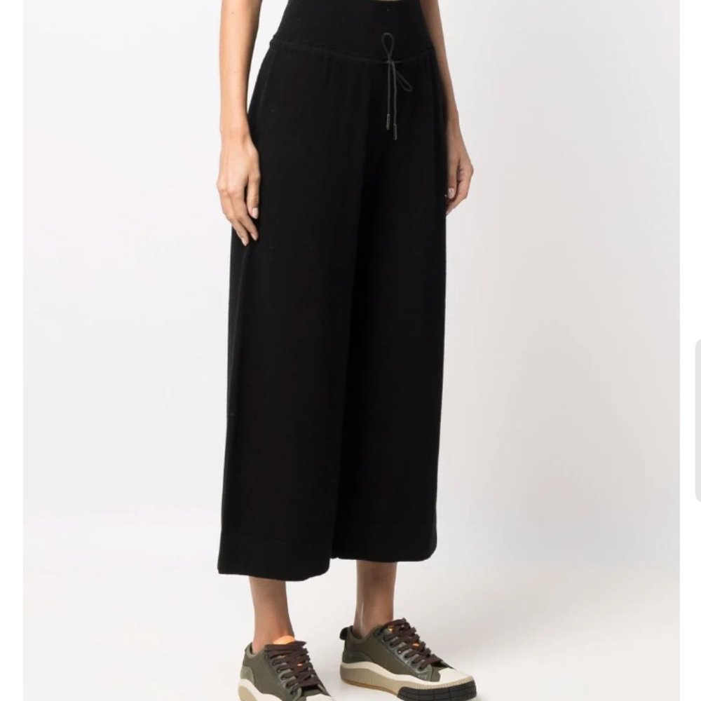 Black FABIANA FILIPPI Cashmere Wide-Leg Cropped Pants IT38/XS